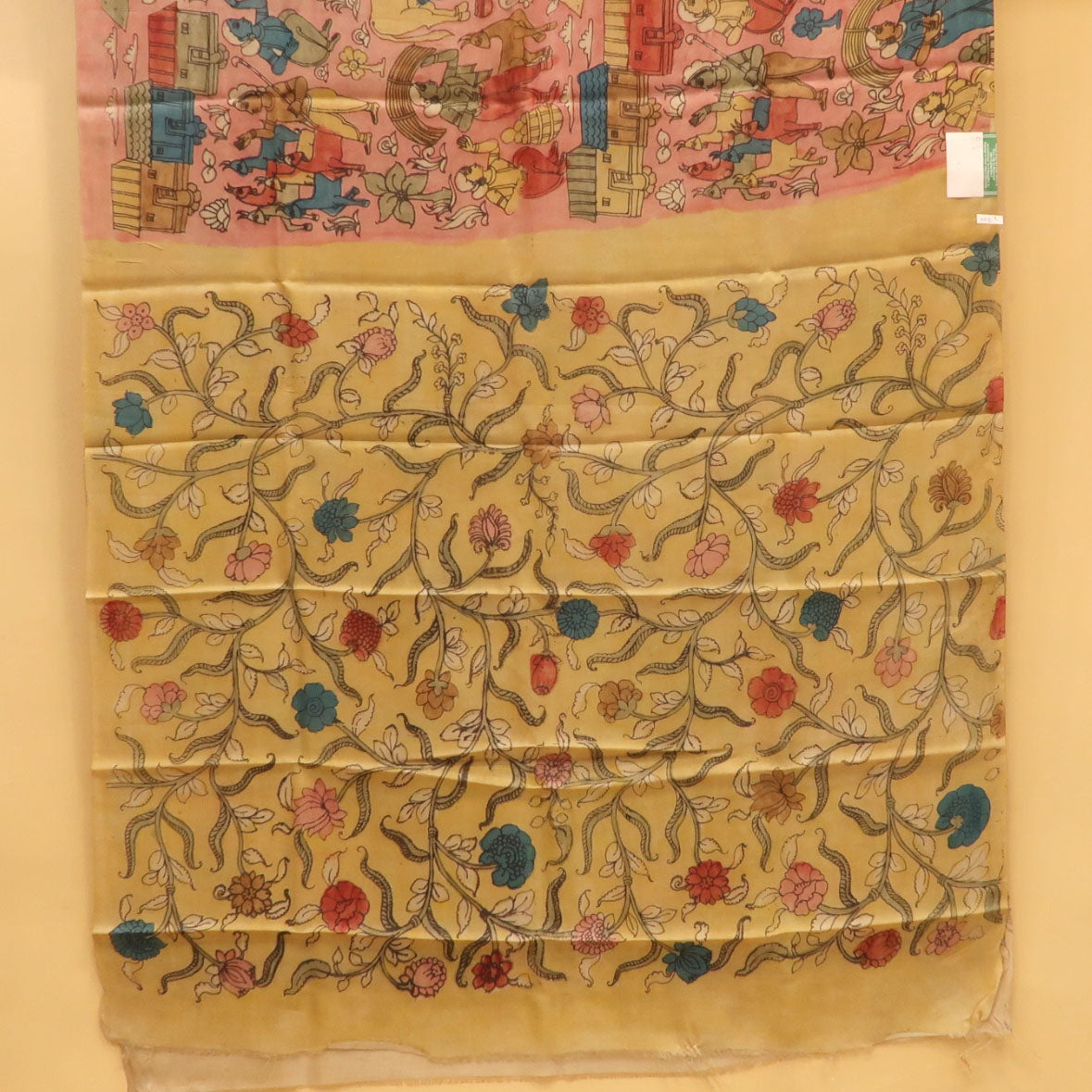 Traditional Milk-Based Hand Kalamkari Saree
