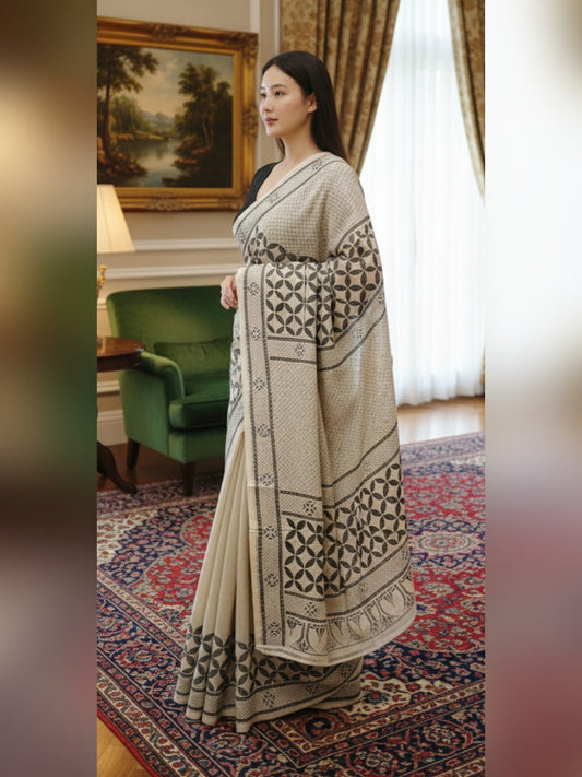 Kantha Stitch on pure Tussar