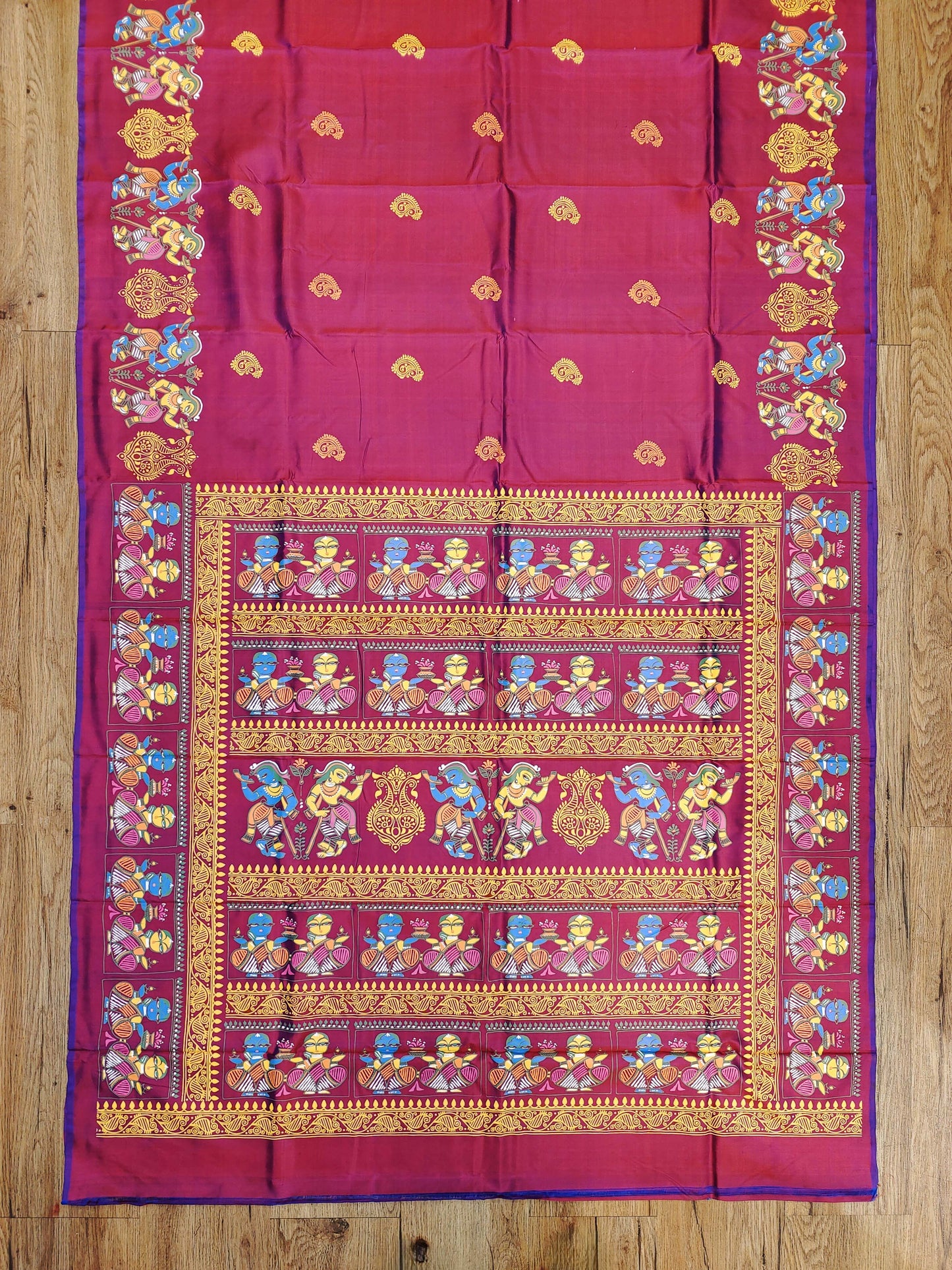 Jamini Roy Inspired Bishnupuri Silk Saree