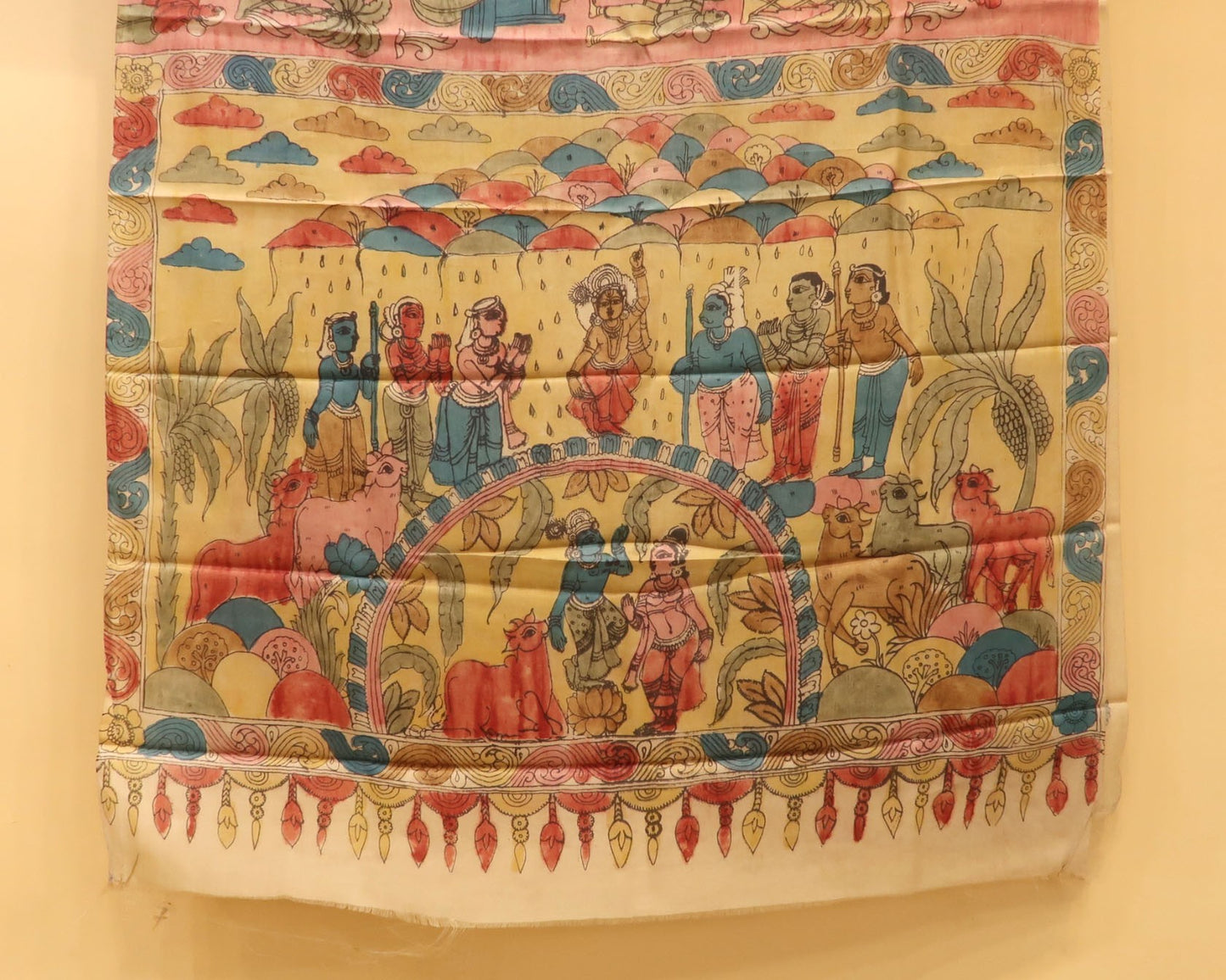 Traditional Milk-Based Hand Kalamkari Saree