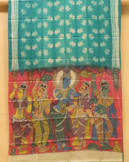 Traditional Milk-Based Hand Kalamkari Saree