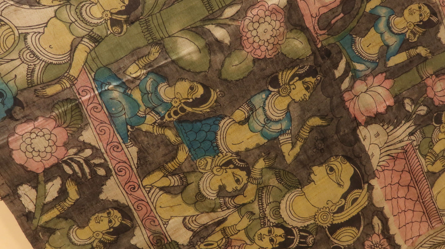 Traditional Milk-Based Hand Kalamkari Saree